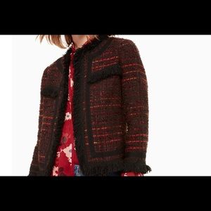 Kate Spade multi tweed fringe jacket.